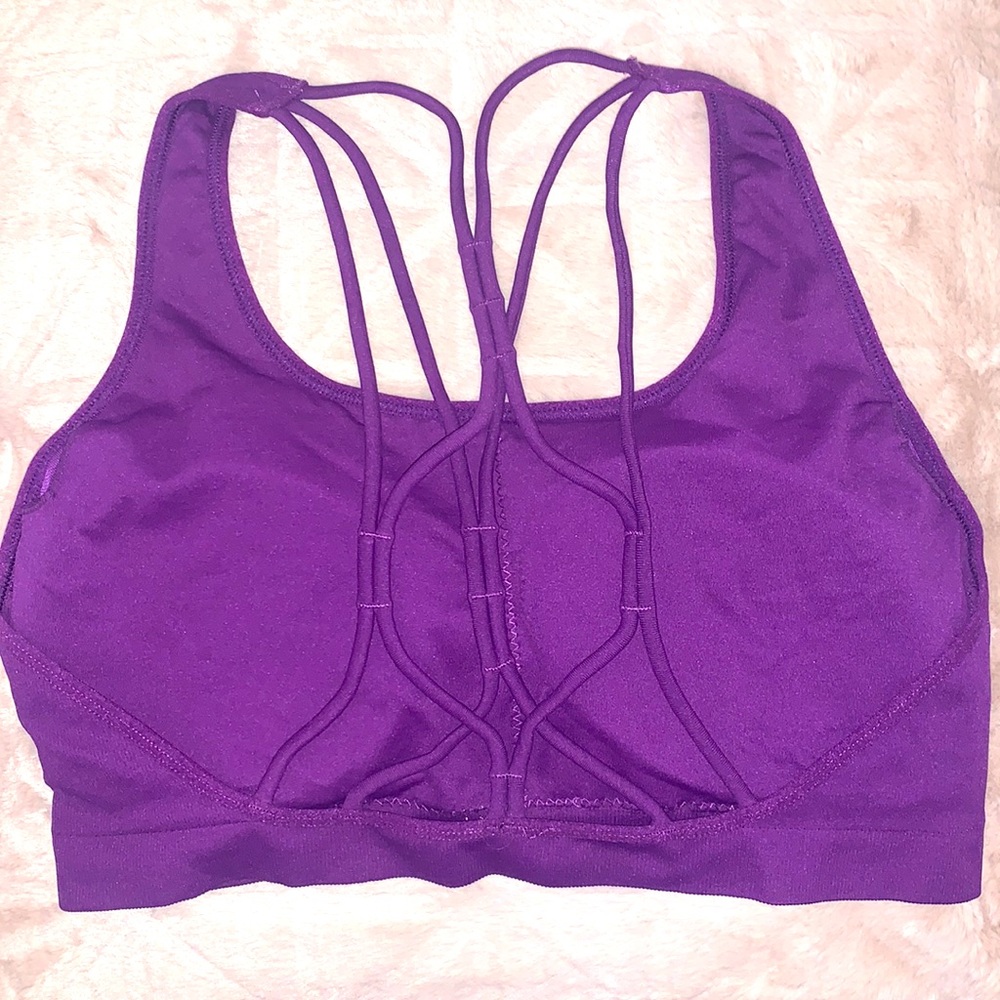 2/$14 Fabletics Strappy Crisscross Bralette Purple Large